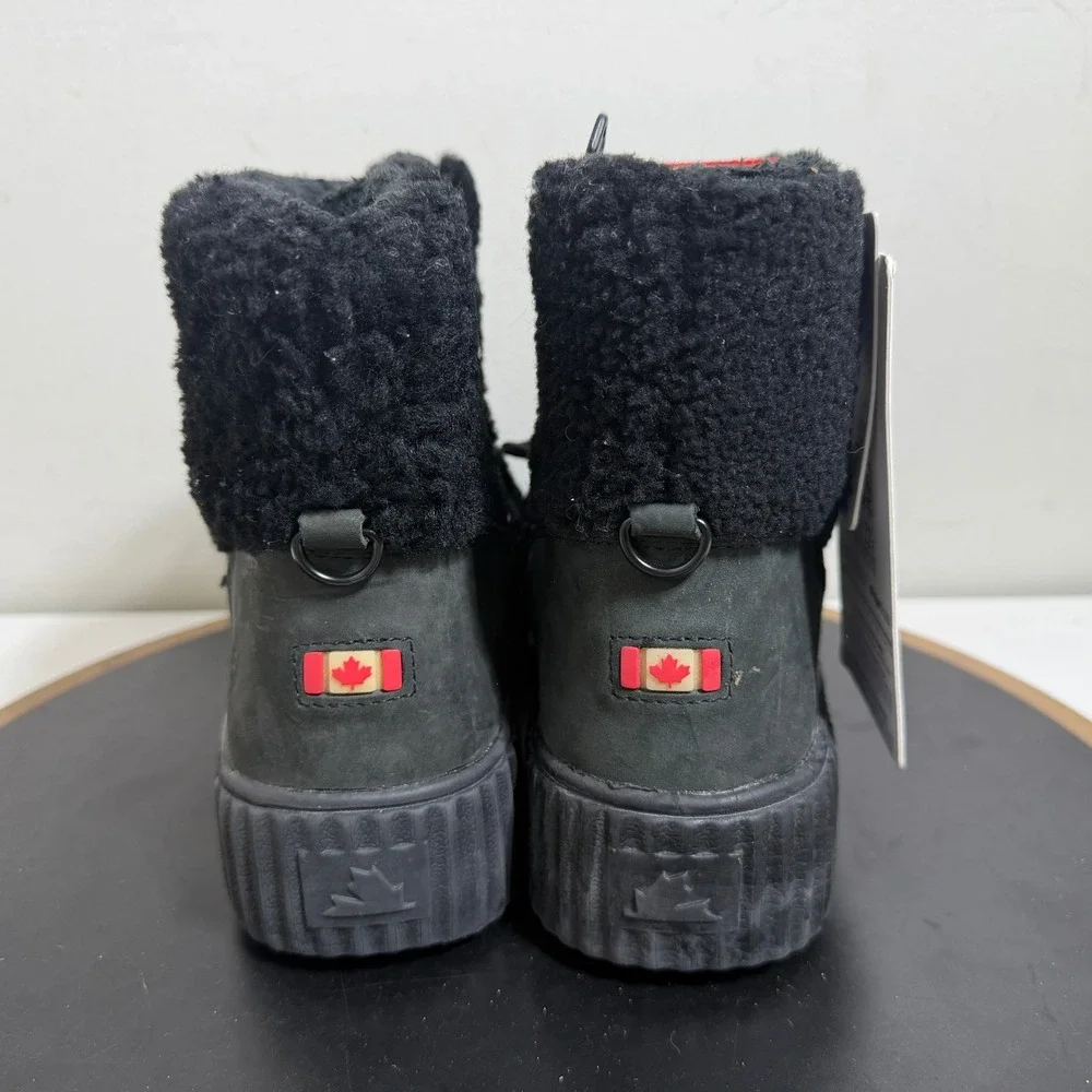 Pajar Canada Snow Boots Women 7‎ Ceria  Shearling Platform Black Waterproof NWT